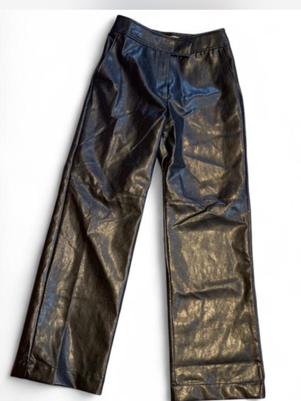 H&M Black Faux Leather Wide-Leg Pants